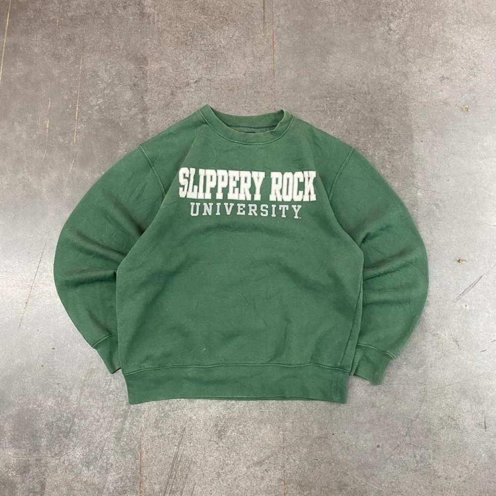 Jansport Slippery Rock University Green‎ Y2K Crewneck Sweatshirt Size M